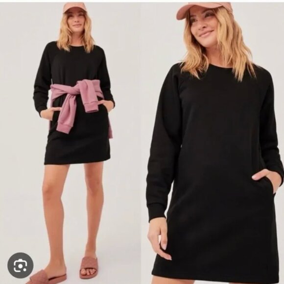 Pact Women's Black Courtside Sweatshirt Dress M - Picture 1 of 1